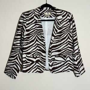 Transitions Suit Jacket Womens PS Zebra Stripe Black/White Preppy Boardroom Chic